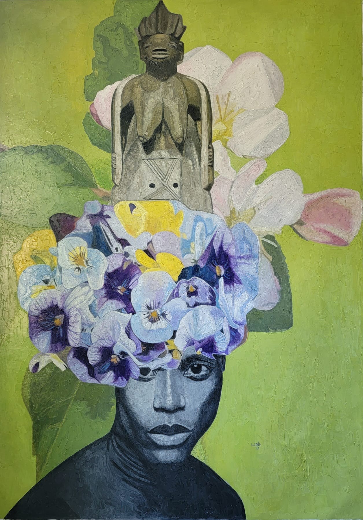 Wole Lagunju, Essence II, 2023, oil on canvas, 191.8 &times; 135.9 cm